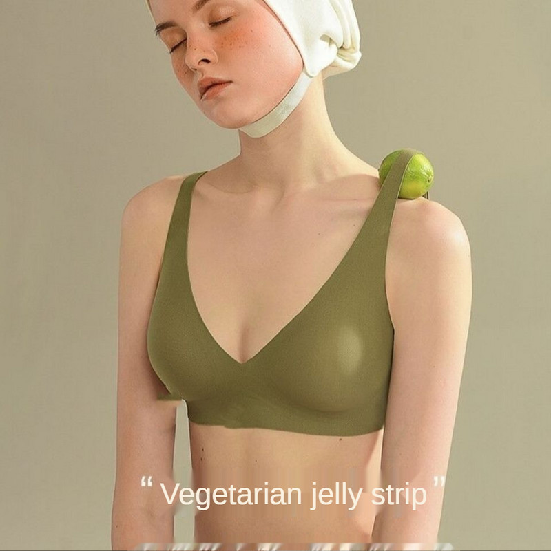 Vegetáriánus zselés csíkok puha alátámasztás nyom nélkül, acél gyűrű kis mellkas összegyűjtött kényelmes fehérnemű női forma nyári vékony