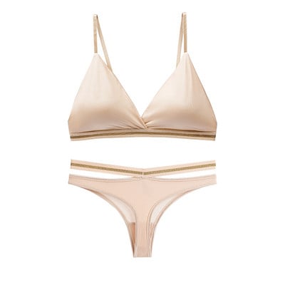 1 rinkinys Moteriško apatinio trikotažo rinkiniai Liemenėlė Moteris Bikinis Bralette Active Seamless Wire Free Ice Silk Liemenėlės Kelnaitės apatinis trikotažas moterims