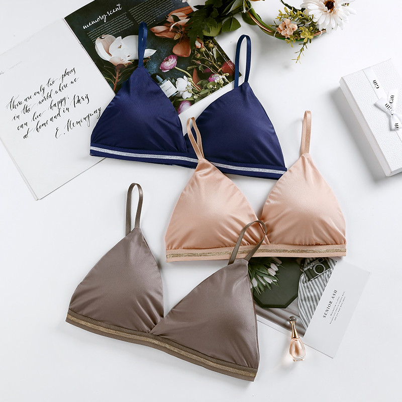 1 rinkinys Moteriško apatinio trikotažo rinkiniai Liemenėlė Moteris Bikinis Bralette Active Seamless Wire Free Ice Silk Liemenėlės Kelnaitės apatinis trikotažas moterims