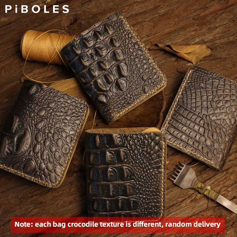 Rankų darbo odos vyriška piniginė Moteriška piniginė  raštas Trumpa piniginė Vyriška piniginė su 6 kreditinių kortelių lizdais pinigais