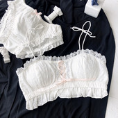 „Wriufred“ vintage medvilnės be vielos vamzdžio viršutinės liemenėlės rinkinys Patogus prašmatnus apatinis trikotažas „Fying Lace Side“ Didelio dydžio apatinio trikotažo trumpų rinkiniai
