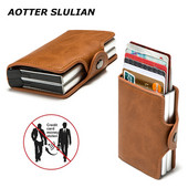 RFID vyrų asmens tapatybės kortelės lizdas kišeninė piniginė PU odinė verslo banko kortelės laikiklis Moteriška apsauga nuo vagių lengva piniginė monetoms