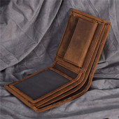 Férfi rövid pénztárca Retro őrült ló vékony készpénzes pénzkártya fotó érme pénztárca tartó férfinak ajándék B199