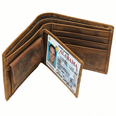 Férfi rövid pénztárca Retro őrült ló vékony készpénzes pénzkártya fotó érme pénztárca tartó férfinak ajándék B199