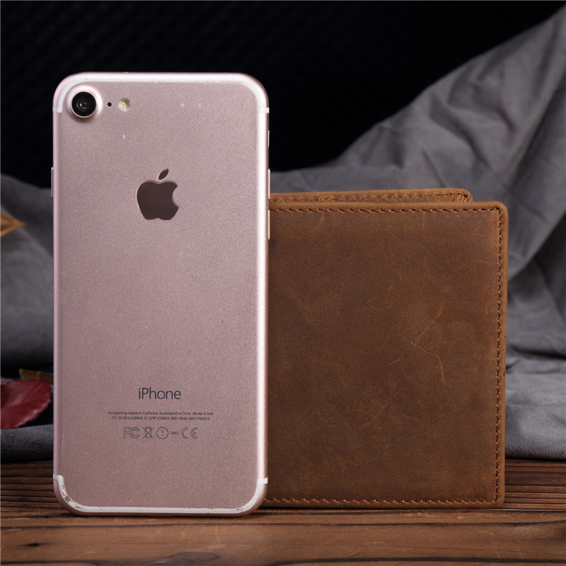 Férfi rövid pénztárca Retro őrült ló vékony készpénzes pénzkártya fotó érme pénztárca tartó férfinak ajándék B199