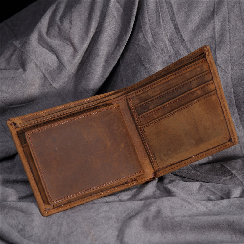 Férfi rövid pénztárca Retro őrült ló vékony készpénzes pénzkártya fotó érme pénztárca tartó férfinak ajándék B199