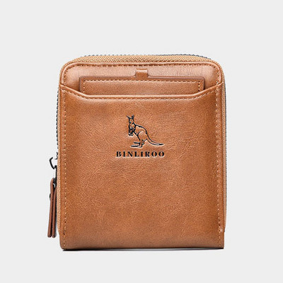 Poșetă clasică de modă pentru bărbați, din piele, cu fermoar, RFID, antifurt, de afaceri, pentru carduri de credit, geantă de bani, portofel bărbați