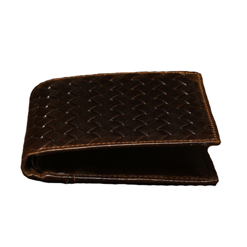 Natūralios odos vyriškos piniginės kortelių laikiklis europietiško stiliaus pynimo karvės odos vyriškos piniginės 2 sulankstomos trumpos piniginės aukštos kokybės mados