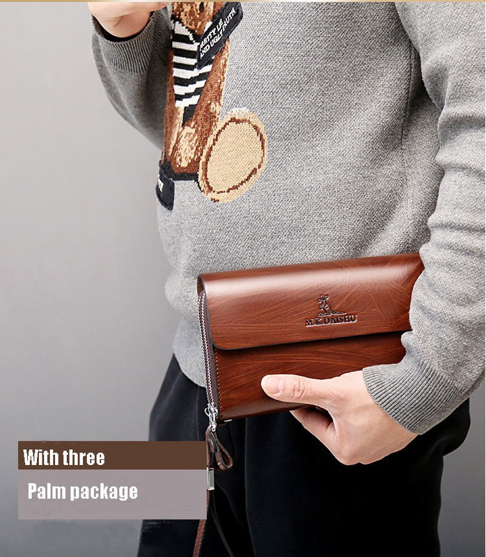 Férfi pénztárca szervező dupla cipzáras bőr pénztárca Új luxus márka üzleti férfi kuplungtáska hosszú érme pénztárca telefon zseb pénztárca