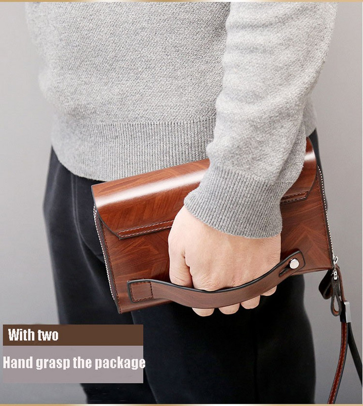 Férfi pénztárca szervező dupla cipzáras bőr pénztárca Új luxus márka üzleti férfi kuplungtáska hosszú érme pénztárca telefon zseb pénztárca