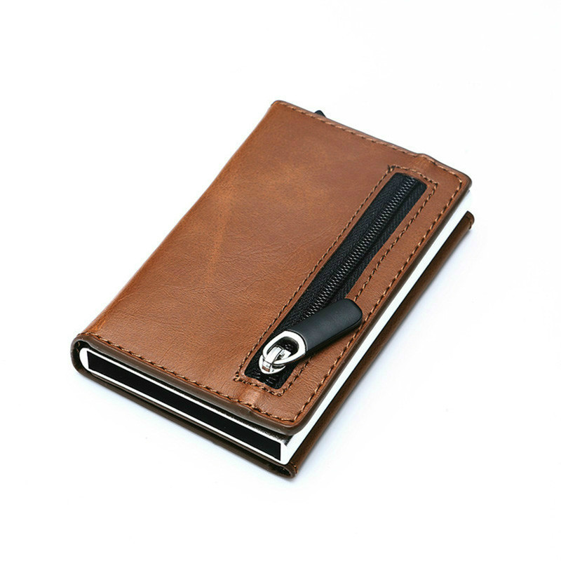 Bycobecy 2022 új RFID intelligens pénztárca hitelkártyatartó fémdoboz, vékony, vékony férfi pénztárcák előugró, minimalista pénztárca, kis érme pénztárca