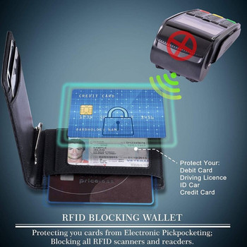 1 бр. Минималистичен тънък портфейл за мъже с щипка за пари, блокиращ RFID преден джоб, държач за кредитна карта