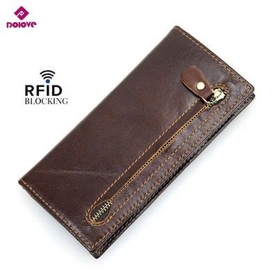 DOLOVE New Arrival Nahast pikad meeste rahakotid Multifunktsionaalsed nahast rahakotid pika disainiga rahakotid RFID sularahahoidja