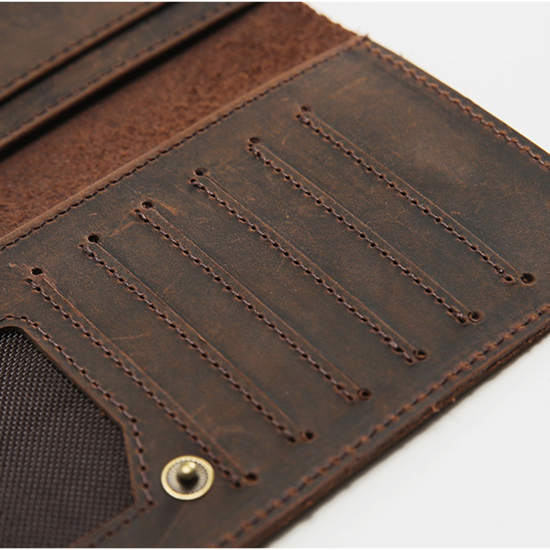 SIMLINE férfi pénztárca Crazy ló  vintage kézzel készített hosszú vékony, vékony férfi pénztárca kártyatartó Carteira férfiaknak