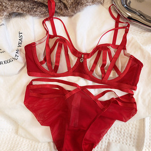 Seksualūs prancūziški nėriniai, itin ploni apatinio trikotažo rinkiniai, patogūs moteriški push-up, permatomi intymūs liemenėlės apatinio trikotažo kostiumas, didelis dydis