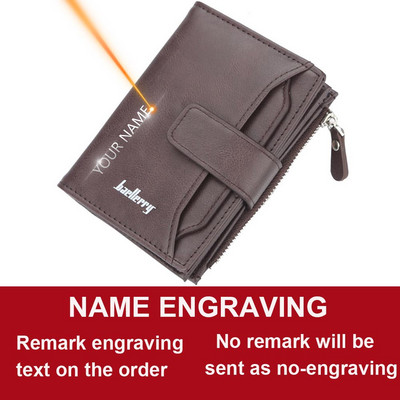 2020 m. vardo graviravimas Vyriškos piniginės trumpos PU odos kokybiškos naujos vyriškos piniginės vintage kortelių laikiklis Firminė piniginė vyrams Carteria