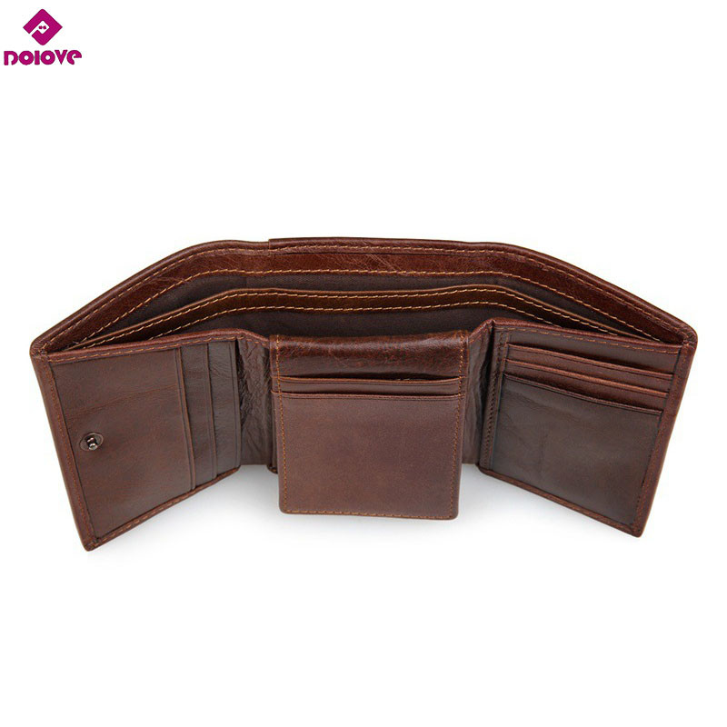 DOLOVE Novi stil RFID BLOKIRANJE Muški novčanik Vintage trostruka torbica Držač kartice RFID zaštitni novčanici za