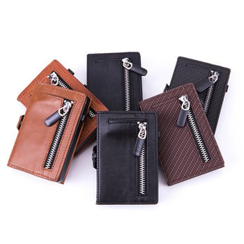 ZOVYVOL New Men Pop-up Holder Button Single Box Smart Wallet RFID Θήκη πιστωτικής κάρτας Hasp Αυτόματη θήκη κάρτας Πορτοφόλι νομισμάτων