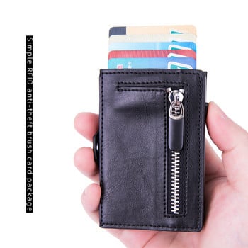 ZOVYVOL New Men Pop-up Holder Button Single Box Smart Wallet RFID Θήκη πιστωτικής κάρτας Hasp Αυτόματη θήκη κάρτας Πορτοφόλι νομισμάτων