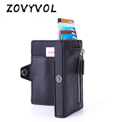 ZOVYVOL New Men Pop-up Holder Button Single Box Smart Wallet RFID Credit Card Holder Hasp Automatic Card Case Портмоне за монети