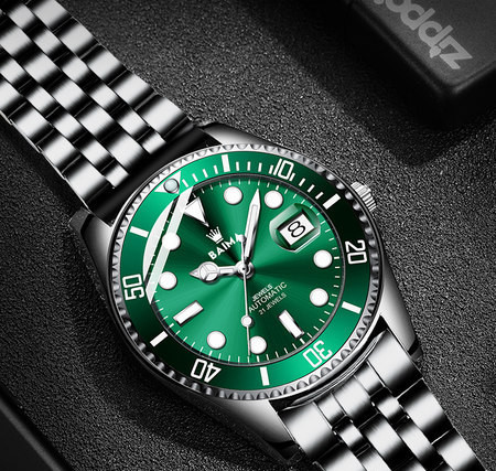 Vyriškas vandeniui atsparus laikrodis su metaline apyranke