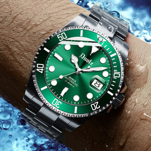 Vyriškas mechaninis laikrodis su nerūdijančio plieno dirželiais