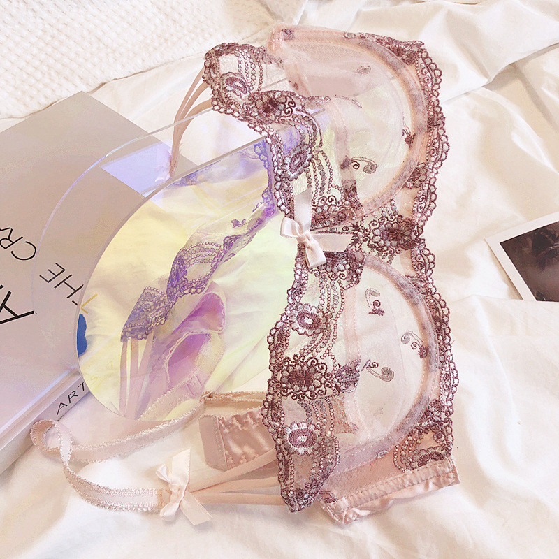 Szexi hímzett csipkehálós géz, átlátszó ultravékony fehérnemű bugyi, összehúzza és összezárja a melleket, megereszkedés elleni fehérnemű szett melltartó