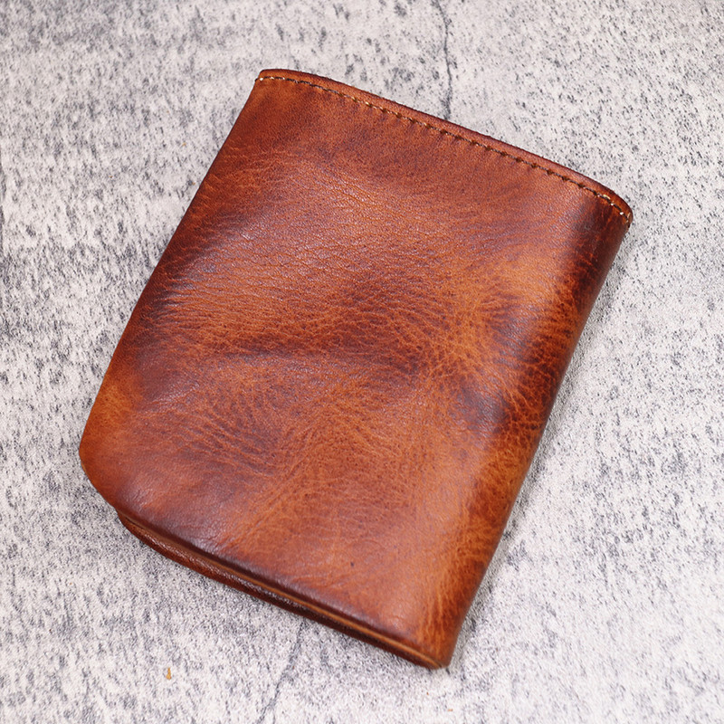 Nahast rahakott Meeste Vintage käsitsi valmistatud veisenahast lühike bifold väike meeste rahakott kaardihoidja münditasku rahakotiga