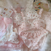 Jaapani armas tüdruk Korea kaunis aluspesu Lolita rinnahoidja ja püksikute komplekt naiste Kawaii Cup puuvillane lilleline naistepesu Uus