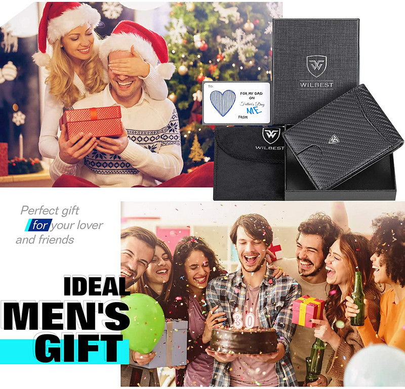 Mini kis szénszálas bőr pénztárca férfi karcsú pénztárca kártyatartó Pénzkapocs RFID érme zsebek