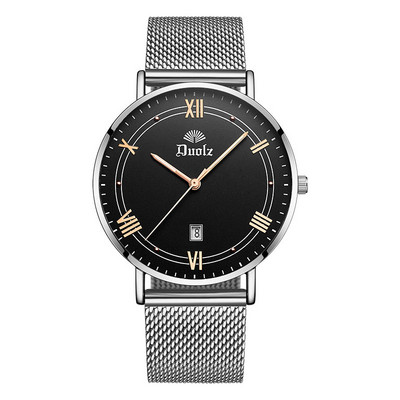 Vyriškas mechaninis laikrodis su metaliniu dirželiu