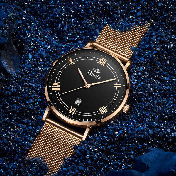 Vyriškas mechaninis laikrodis su metaliniu dirželiu