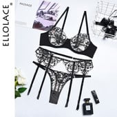 Ellolace Lingerie läbipaistev rinnahoidja tikandiga aluspesu komplekt Vaata läbi kaunid eksootilised komplektid Sukapaelad Uhked lühikesed nahahoolduskomplektid