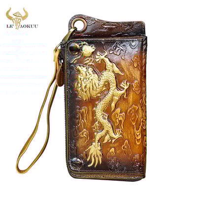 Mados Vyriškas Organizatorius Odos dizainas Gyvūnų Reljefinis Čekių knygelė Grandinė Užtrauktukas Kišeninė Piniginė Piniginė Sankaba Telefono Rankovė Vyriška ck001-1-d