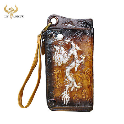 Mados Vyriškas Organizatorius Odos dizainas Gyvūnų Reljefinis Čekių knygelė Grandinė Užtrauktukas Kišeninė Piniginė Piniginė Sankaba Telefono Rankovė Vyriška ck001-1-d