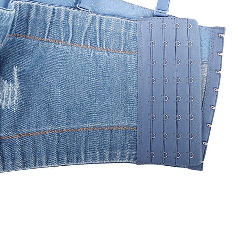 Naiste teksad, rinnakorsetid, suvine reguleeritav õlarihm teksariidest vest šikk mood daami rebitud aukudega sling Crop tops