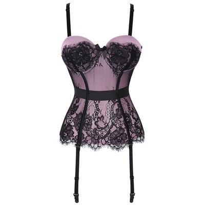 Didelio dydžio korsetas apatinis trikotažas nėriniai gėlėtas skaidrus paminkštintas puodelis korsetai petnešėlės apatinis trikotažas.