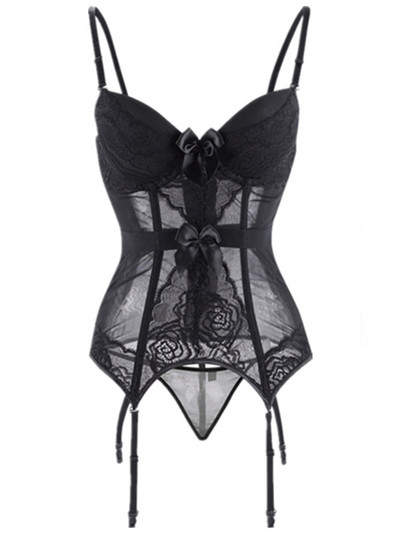 Didelio dydžio korsetas apatinis trikotažas nėriniai gėlėtas skaidrus paminkštintas puodelis korsetai petnešėlės apatinis trikotažas.