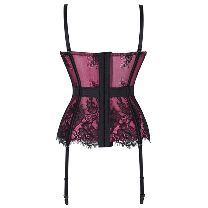 Didelio dydžio korsetas apatinis trikotažas nėriniai gėlėtas skaidrus paminkštintas puodelis korsetai petnešėlės apatinis trikotažas.