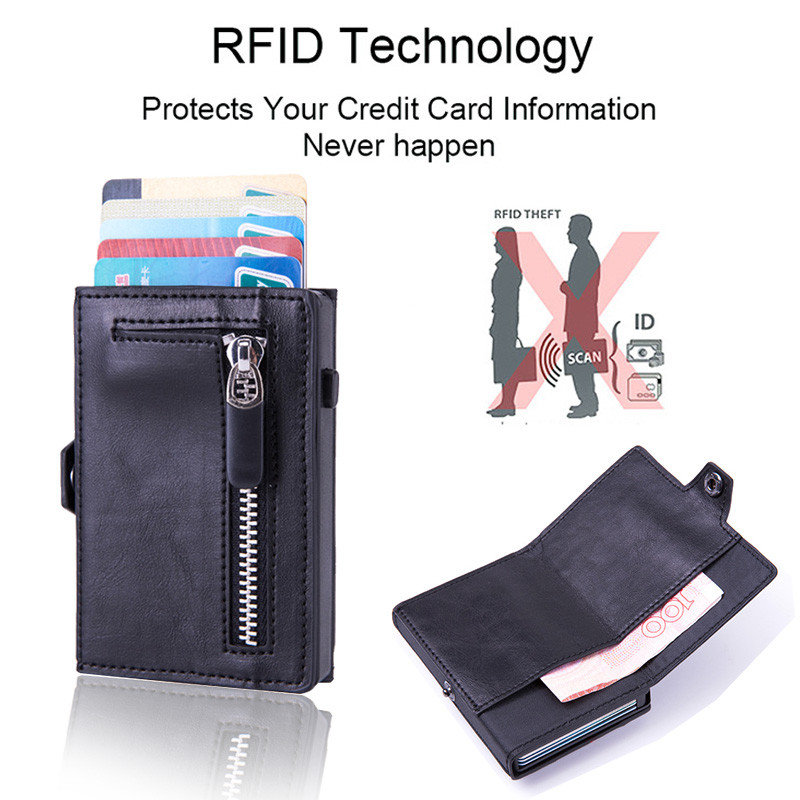 Rfid Carbon Fiber Vyriška piniginė Monetų laikiklis Piniginės Pinigų Krepšys Vyriškas Billfold Plonas Mini Slim Kortelių Piniginė Vyras Magic Black Vollet Piniginė