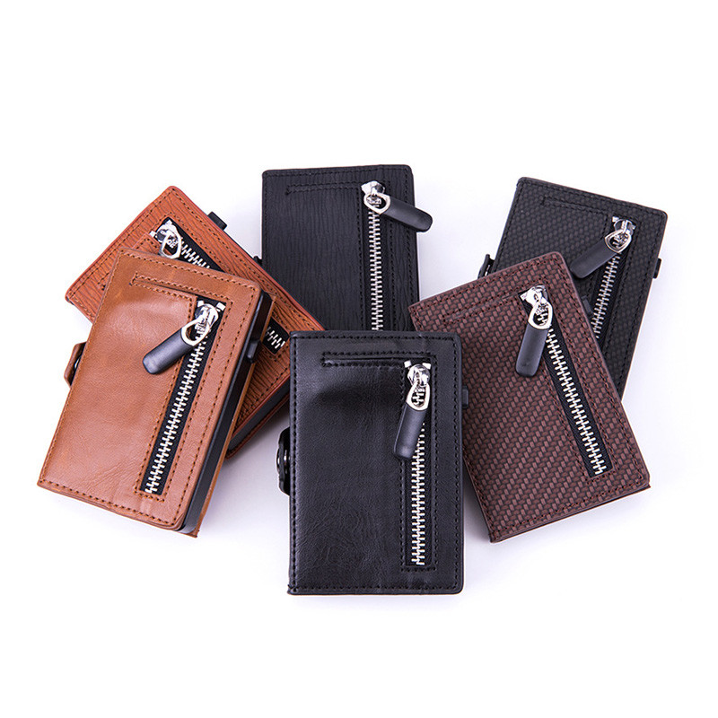 Rfid Carbon Fiber Vyriška piniginė Monetų laikiklis Piniginės Pinigų Krepšys Vyriškas Billfold Plonas Mini Slim Kortelių Piniginė Vyras Magic Black Vollet Piniginė