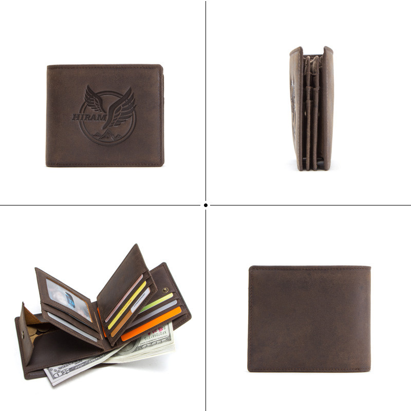 Vintage Hiram őrült lóbőr mini pénztárca férfi rövid RFID kártyatartó férfi pénztárca kis férfi érme pénztárca carteiras