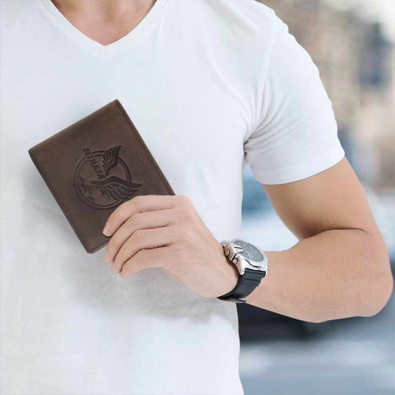 Vintage Hiram őrült lóbőr mini pénztárca férfi rövid RFID kártyatartó férfi pénztárca kis férfi érme pénztárca carteiras