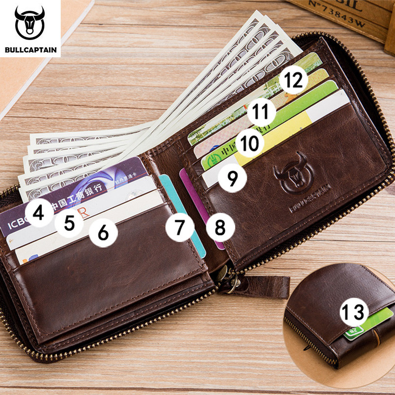 Bullcaptain retro RFID tõmblukk lahtriga meeste rahakott RFID krediitkaardihoidja vargusvastane nahast mini meeste rahakott