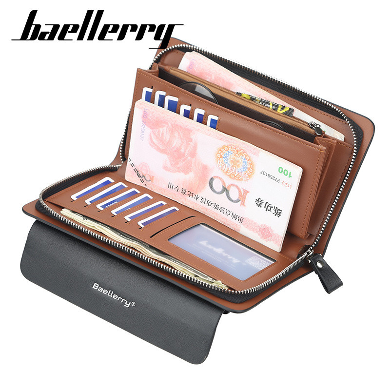 Nemokamos individualizuotos vyriškos sankabos piniginės Vardo graviravimas Didelės talpos telefono kišenė su dvigubu užtrauktuku Vyriškas sankabos krepšys Madinga vyriška piniginė