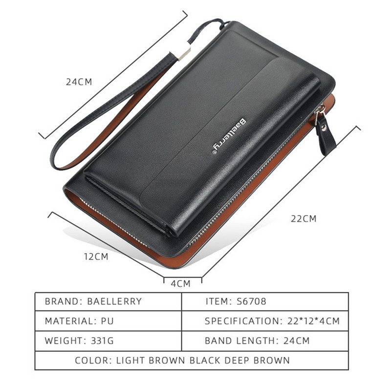 Nemokamos individualizuotos vyriškos sankabos piniginės Vardo graviravimas Didelės talpos telefono kišenė su dvigubu užtrauktuku Vyriškas sankabos krepšys Madinga vyriška piniginė