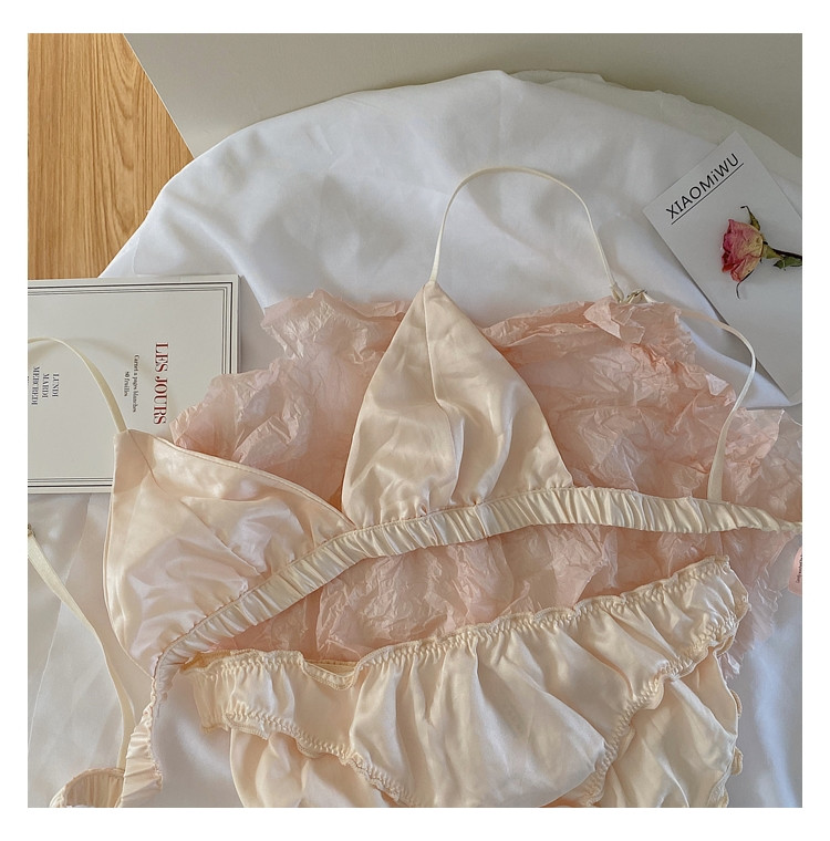 Wriufred Seksualus apyrankės moteriškas patogus liemenėlių rinkinys mergaitei šilkinis apatinis trikotažas trikampis kaušelis itin plonas apatinis trikotažas su kelnaitėmis