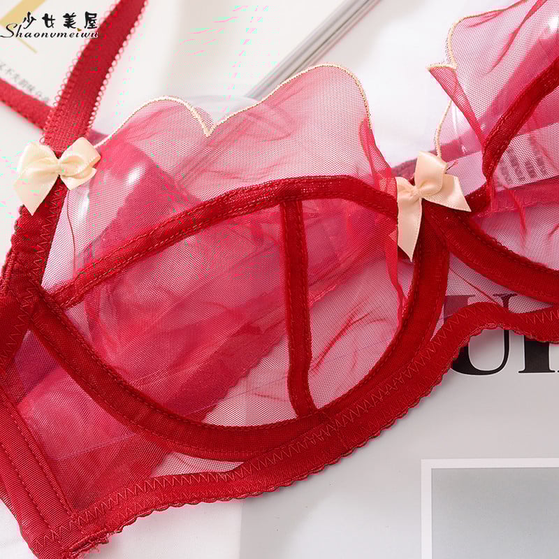 Seksikas pitsist üliõhuke aluspesu suures mõõdus läbipaistev rinnahoidja ja püksikute komplekt naiste stringid