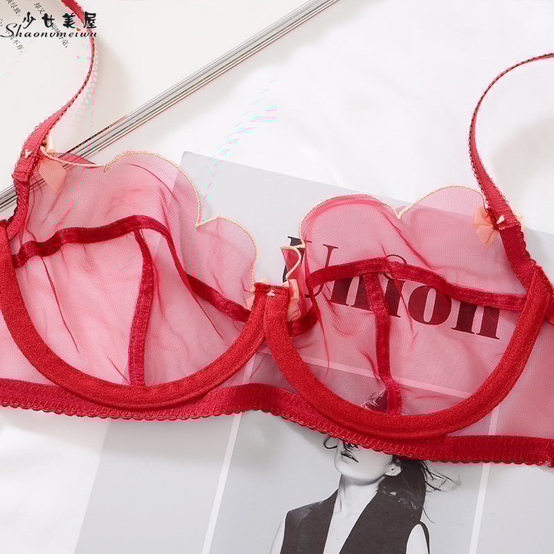 Seksikas pitsist üliõhuke aluspesu suures mõõdus läbipaistev rinnahoidja ja püksikute komplekt naiste stringid