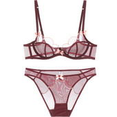 Permatomas liemenėlės žiedlapio formos seksualus apatinio trikotažo rinkinys, lankelis Dekoratyvinis apatinis trikotažas Moteriškas seksualus tinklinis liemenėlės rinkinys permatomas